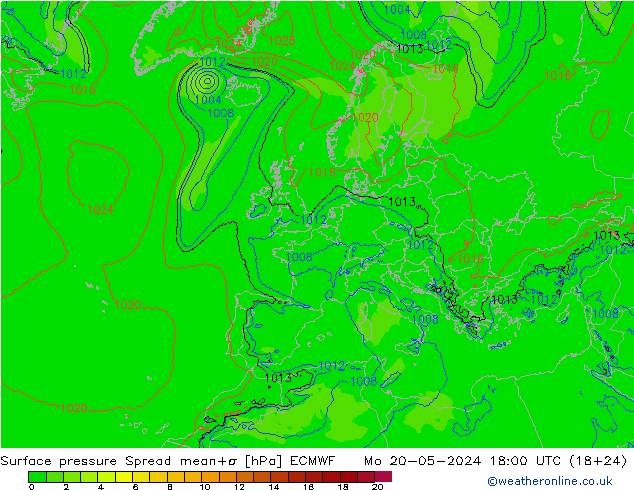 Bodendruck Spread ECMWF Mo 20.05.2024 18 UTC