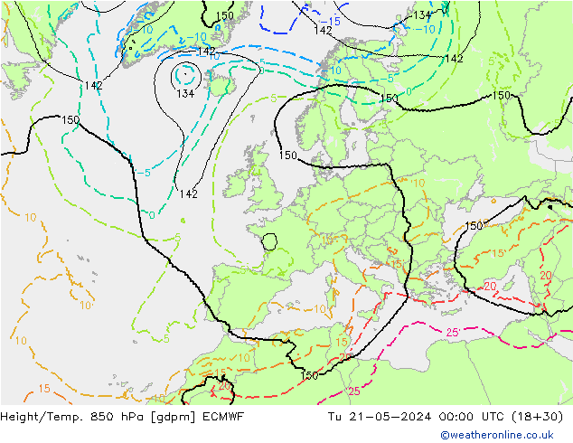 Height/Temp. 850 hPa ECMWF  21.05.2024 00 UTC