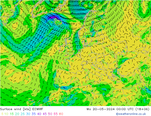 风 10 米 ECMWF 星期一 20.05.2024 00 UTC