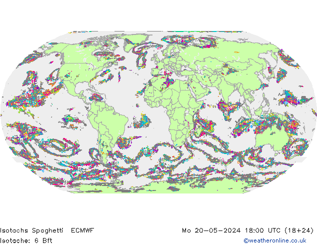 Isotachs Spaghetti ECMWF пн 20.05.2024 18 UTC