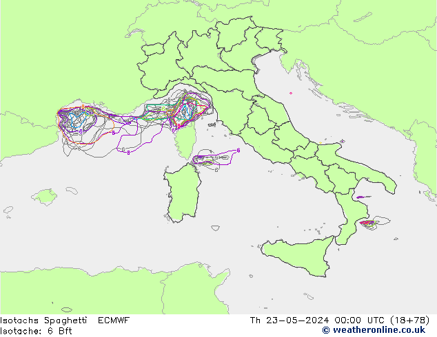 Isotachs Spaghetti ECMWF Th 23.05.2024 00 UTC