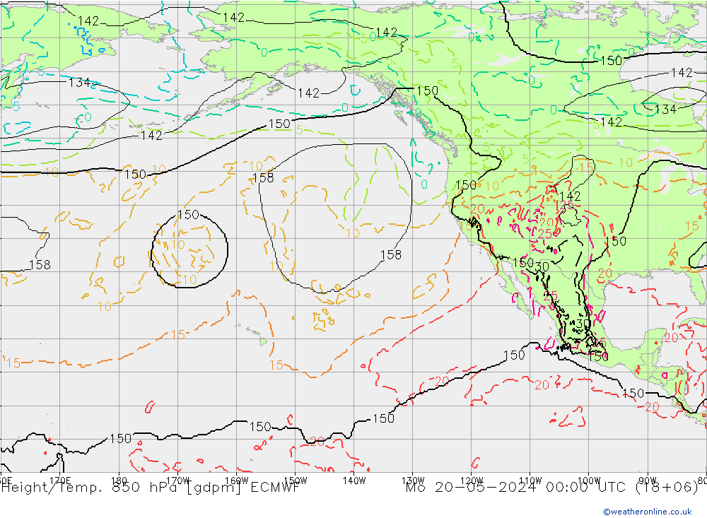 Yükseklik/Sıc. 850 hPa ECMWF Pzt 20.05.2024 00 UTC