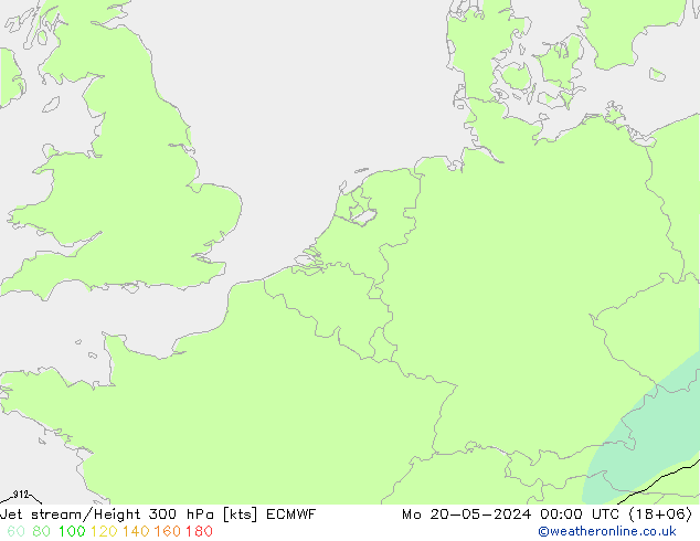 Prąd strumieniowy ECMWF pon. 20.05.2024 00 UTC