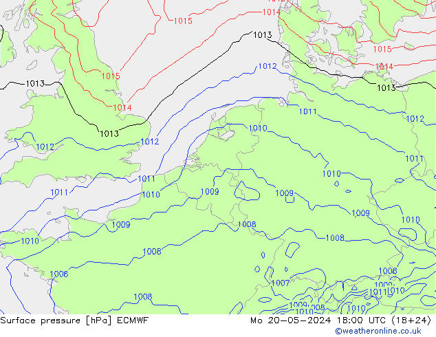 приземное давление ECMWF пн 20.05.2024 18 UTC