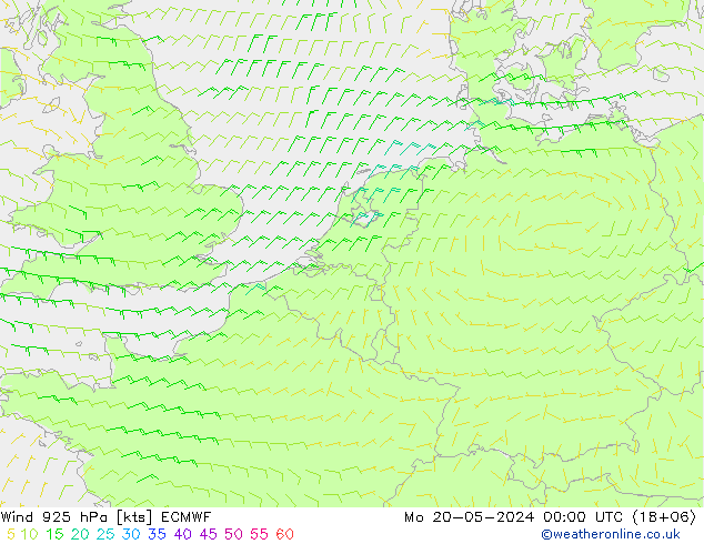 Wind 925 hPa ECMWF Mo 20.05.2024 00 UTC