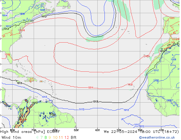 Windvelden ECMWF wo 22.05.2024 18 UTC