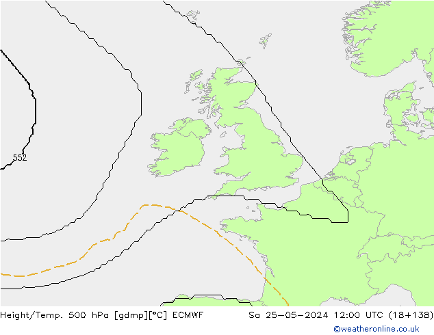 Yükseklik/Sıc. 500 hPa ECMWF Cts 25.05.2024 12 UTC
