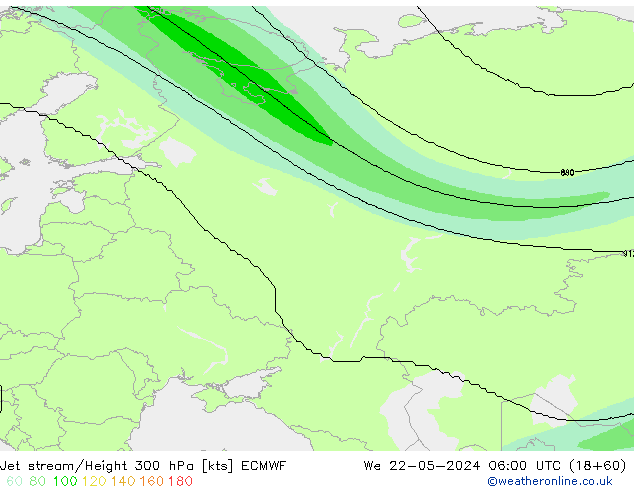 Corriente en chorro ECMWF mié 22.05.2024 06 UTC