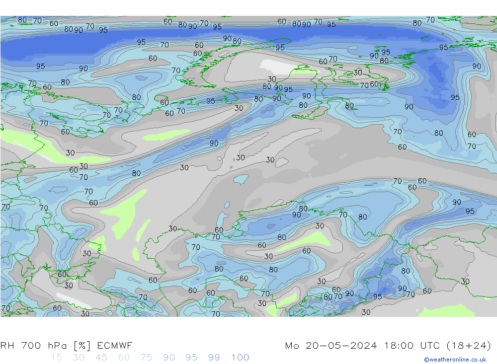 RH 700 hPa ECMWF Seg 20.05.2024 18 UTC