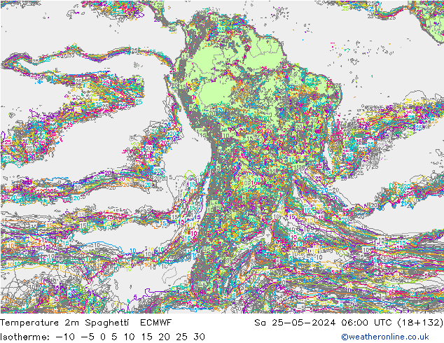 Temperaturkarte Spaghetti ECMWF Sa 25.05.2024 06 UTC