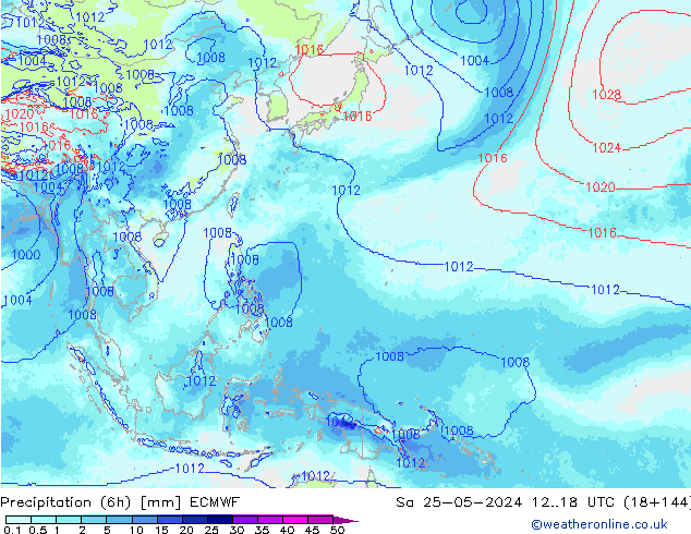 Precipitazione (6h) ECMWF sab 25.05.2024 18 UTC
