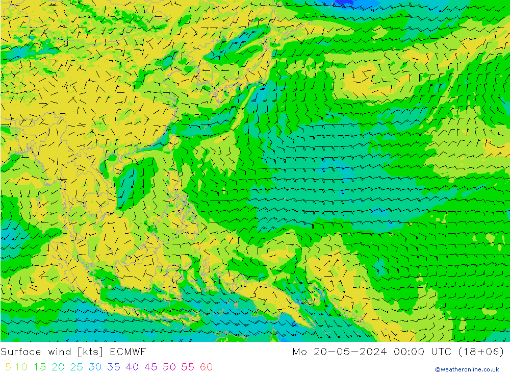 Surface wind ECMWF Mo 20.05.2024 00 UTC