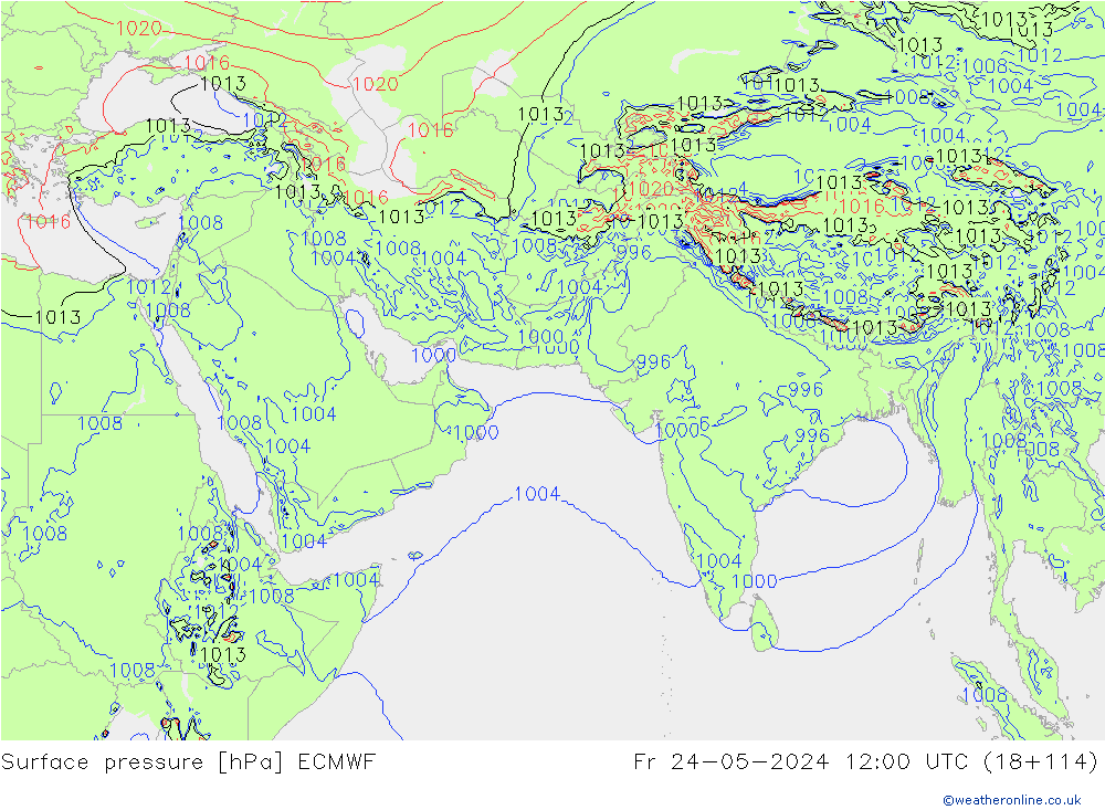 Surface pressure ECMWF Fr 24.05.2024 12 UTC