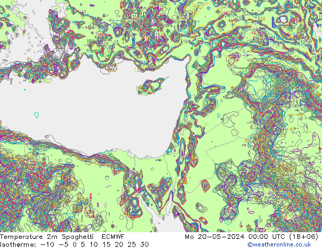 température 2m Spaghetti ECMWF lun 20.05.2024 00 UTC