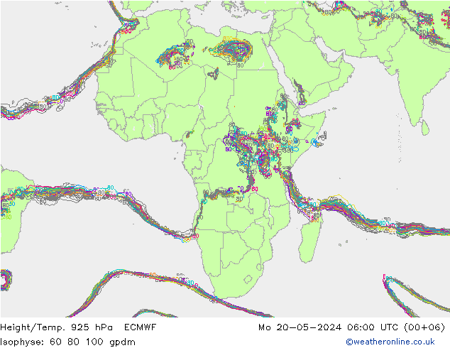 Yükseklik/Sıc. 925 hPa ECMWF Pzt 20.05.2024 06 UTC