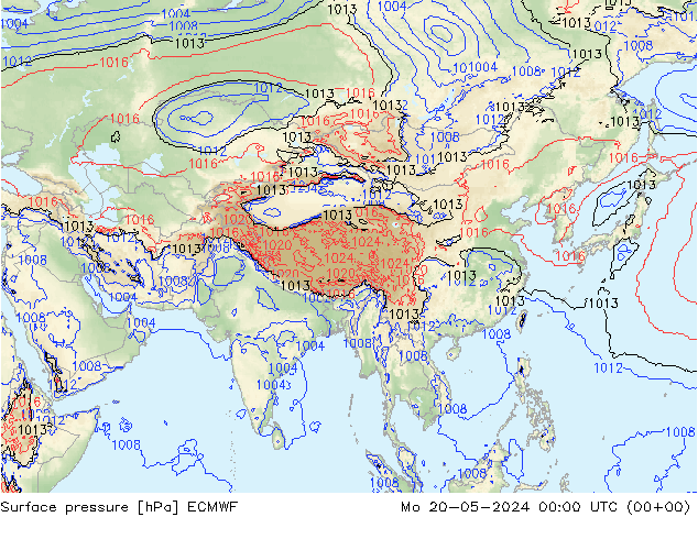Bodendruck ECMWF Mo 20.05.2024 00 UTC