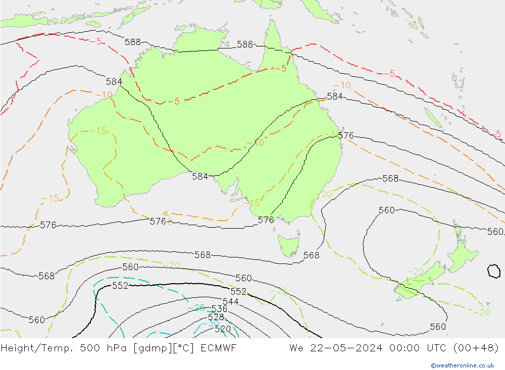 Height/Temp. 500 hPa ECMWF  22.05.2024 00 UTC