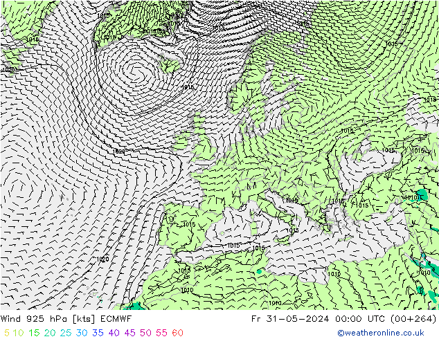 Wind 925 hPa ECMWF Pá 31.05.2024 00 UTC