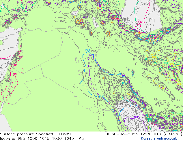 приземное давление Spaghetti ECMWF чт 30.05.2024 12 UTC