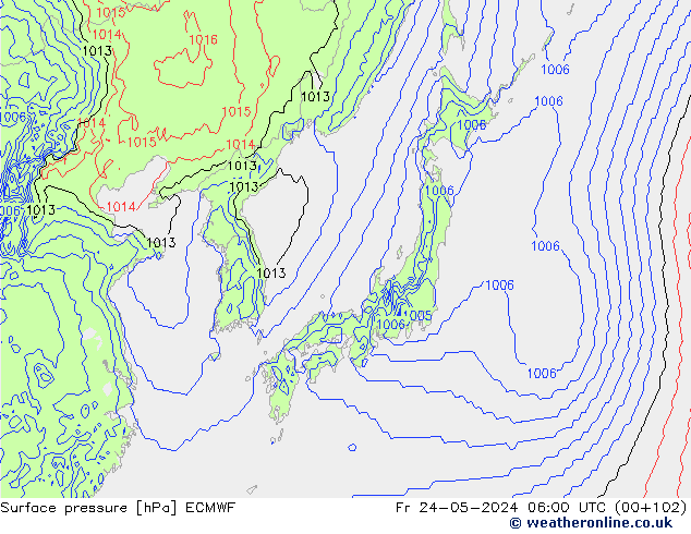pressão do solo ECMWF Sex 24.05.2024 06 UTC
