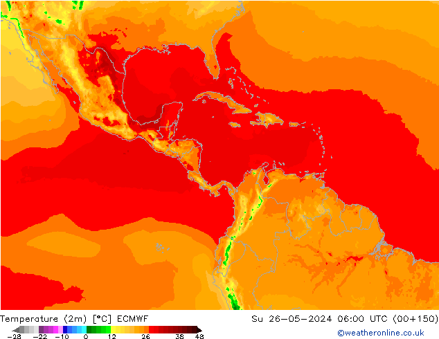 Temperatuurkaart (2m) ECMWF zo 26.05.2024 06 UTC