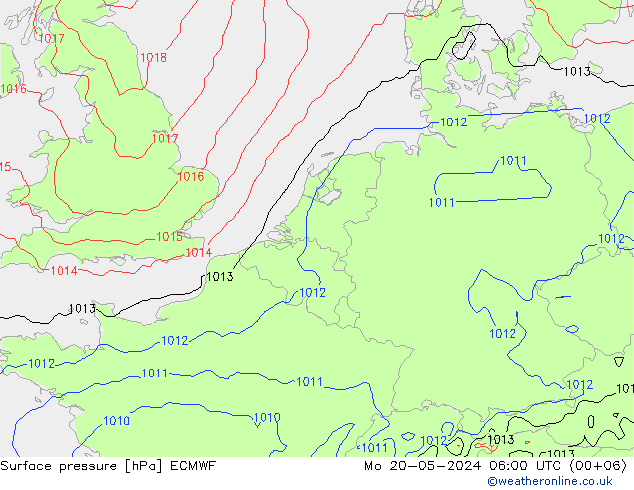 Luchtdruk (Grond) ECMWF ma 20.05.2024 06 UTC