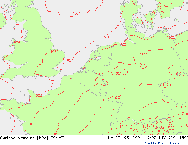 Bodendruck ECMWF Mo 27.05.2024 12 UTC