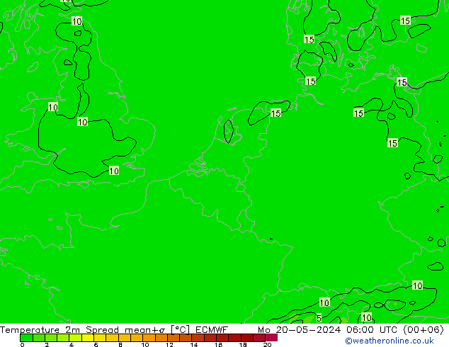 温度图 Spread ECMWF 星期一 20.05.2024 06 UTC