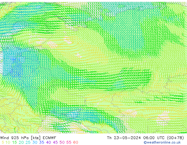 Rüzgar 925 hPa ECMWF Per 23.05.2024 06 UTC