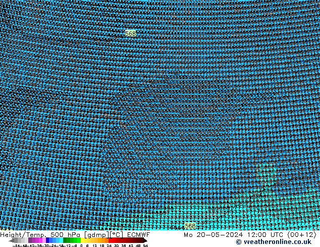 Height/Temp. 500 hPa ECMWF pon. 20.05.2024 12 UTC
