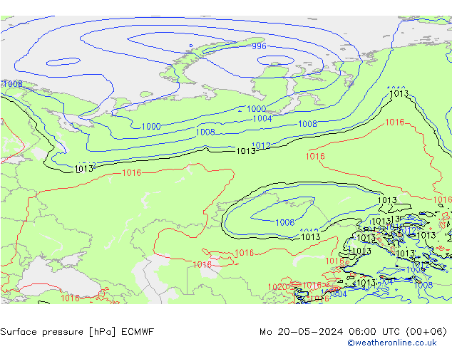 ciśnienie ECMWF pon. 20.05.2024 06 UTC