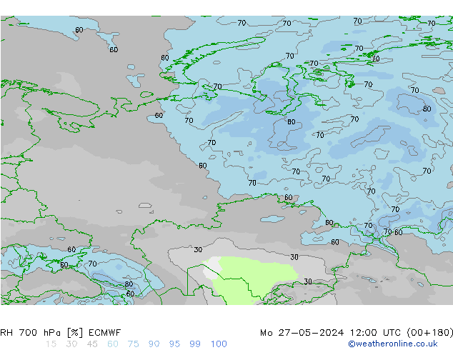 RH 700 hPa ECMWF  27.05.2024 12 UTC