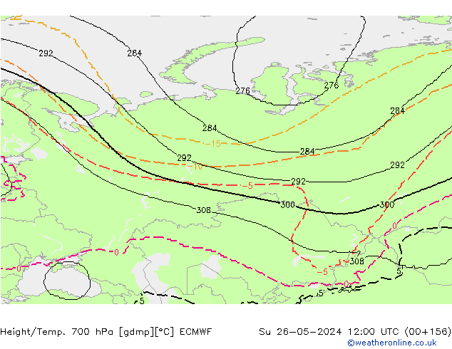 Height/Temp. 700 hPa ECMWF Su 26.05.2024 12 UTC