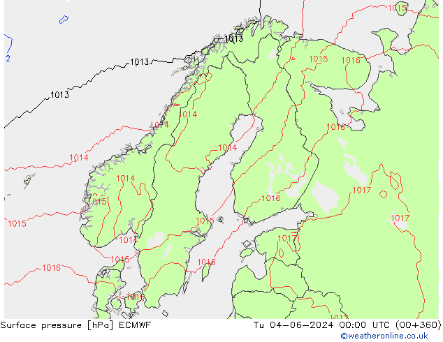 Pressione al suolo ECMWF mar 04.06.2024 00 UTC