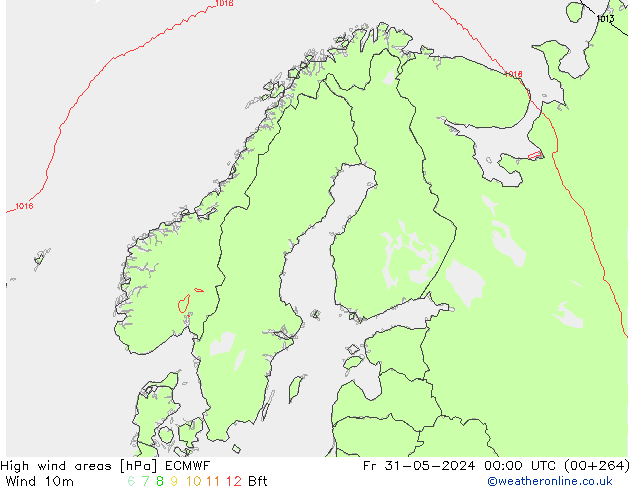 yüksek rüzgarlı alanlar ECMWF Cu 31.05.2024 00 UTC