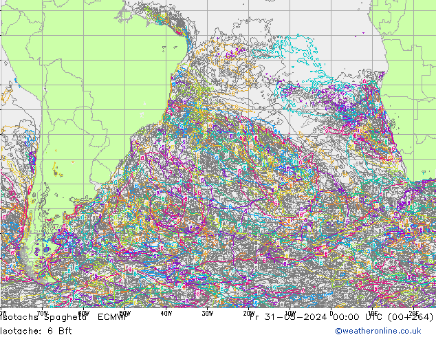 Isotachs Spaghetti ECMWF пт 31.05.2024 00 UTC