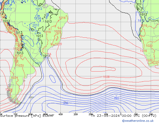 Surface pressure ECMWF Th 23.05.2024 00 UTC