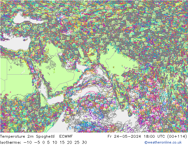 Temperatura 2m Spaghetti ECMWF vie 24.05.2024 18 UTC