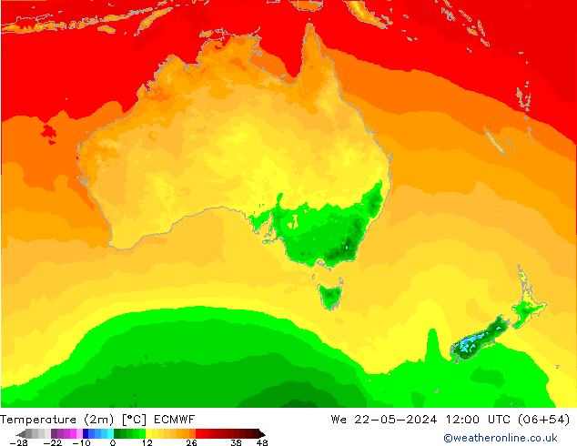 Temperature (2m) ECMWF We 22.05.2024 12 UTC