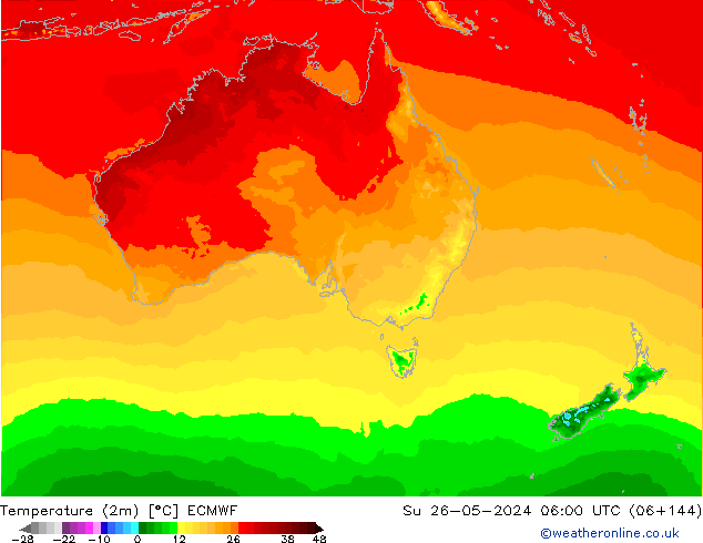 карта температуры ECMWF Вс 26.05.2024 06 UTC