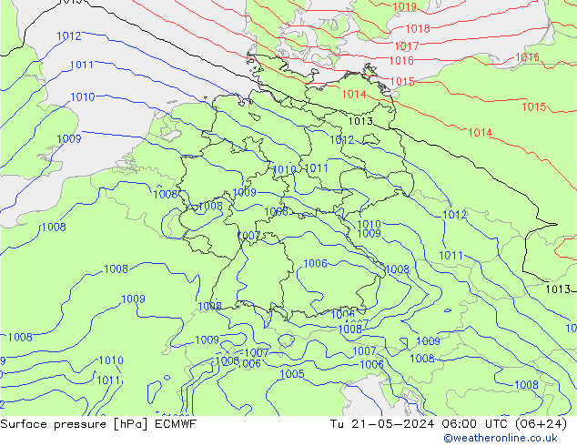 地面气压 ECMWF 星期二 21.05.2024 06 UTC