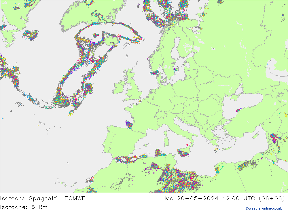 Isotachs Spaghetti ECMWF Mo 20.05.2024 12 UTC