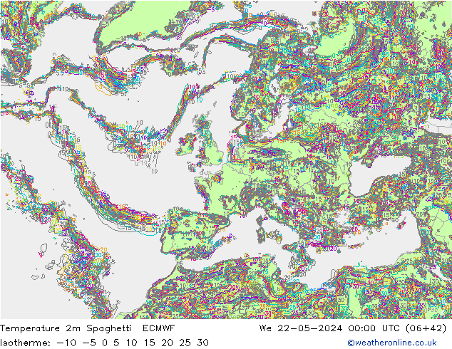 Temperaturkarte Spaghetti ECMWF Mi 22.05.2024 00 UTC