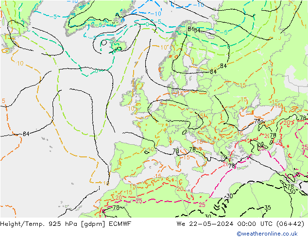 Height/Temp. 925 hPa ECMWF  22.05.2024 00 UTC