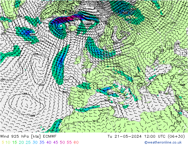 Wind 925 hPa ECMWF di 21.05.2024 12 UTC