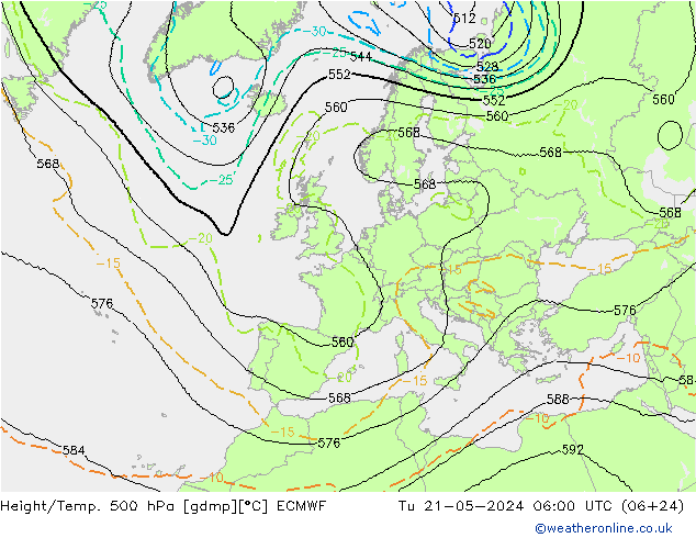Height/Temp. 500 hPa ECMWF mar 21.05.2024 06 UTC