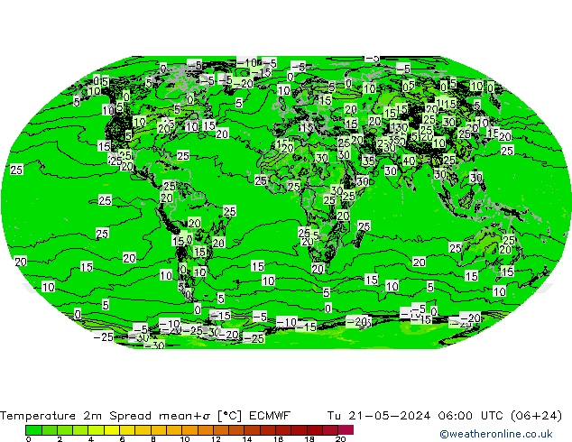 Temperatura 2m Spread ECMWF mar 21.05.2024 06 UTC