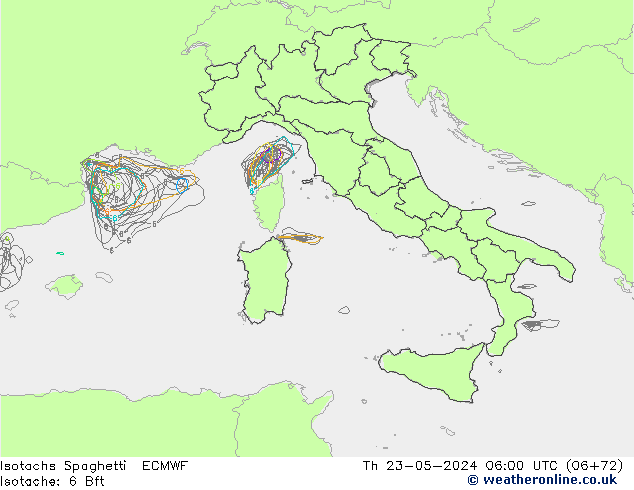 Eşrüzgar Hızları Spaghetti ECMWF Per 23.05.2024 06 UTC