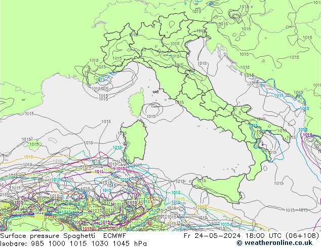 ciśnienie Spaghetti ECMWF pt. 24.05.2024 18 UTC