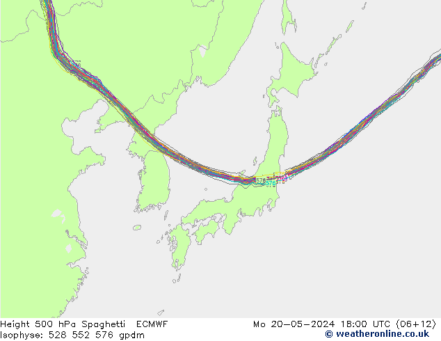 Géop. 500 hPa Spaghetti ECMWF lun 20.05.2024 18 UTC